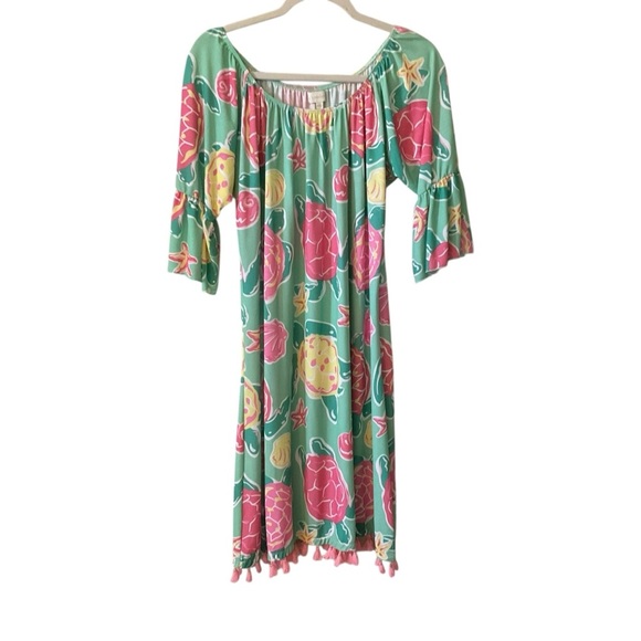 Simply Southern Tropical Tassel Dress On or Off Shoulder Size XXL - Picture 2 of 8